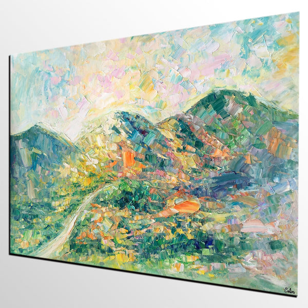 Abstract Oil Painting, Impasto Painting, Custom Landscape Painting, Mountain Landscape Painting-ArtWorkCrafts.com