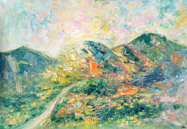 Abstract Oil Painting, Impasto Painting, Custom Landscape Painting, Mountain Landscape Painting-ArtWorkCrafts.com