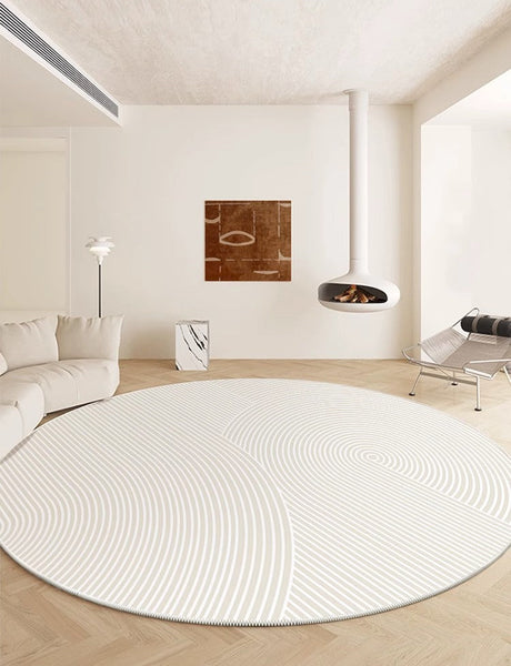 Abstract Contemporary Round Rugs for Dining Room, Soft Modern Rugs for Dining Room, Geometric Modern Rug Ideas for Living Room, Circular Modern Rugs for Bathroom-ArtWorkCrafts.com