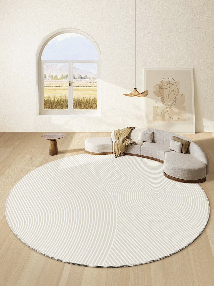 Abstract Contemporary Round Rugs for Dining Room, Soft Modern Rugs for Dining Room, Geometric Modern Rug Ideas for Living Room, Circular Modern Rugs for Bathroom-ArtWorkCrafts.com