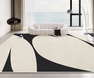 Black Contemporary Modern Rugs, Geometric Contemporary Rugs Next to Bed, Modern Rugs for Living Room, Modern Rugs for Dining Room-ArtWorkCrafts.com