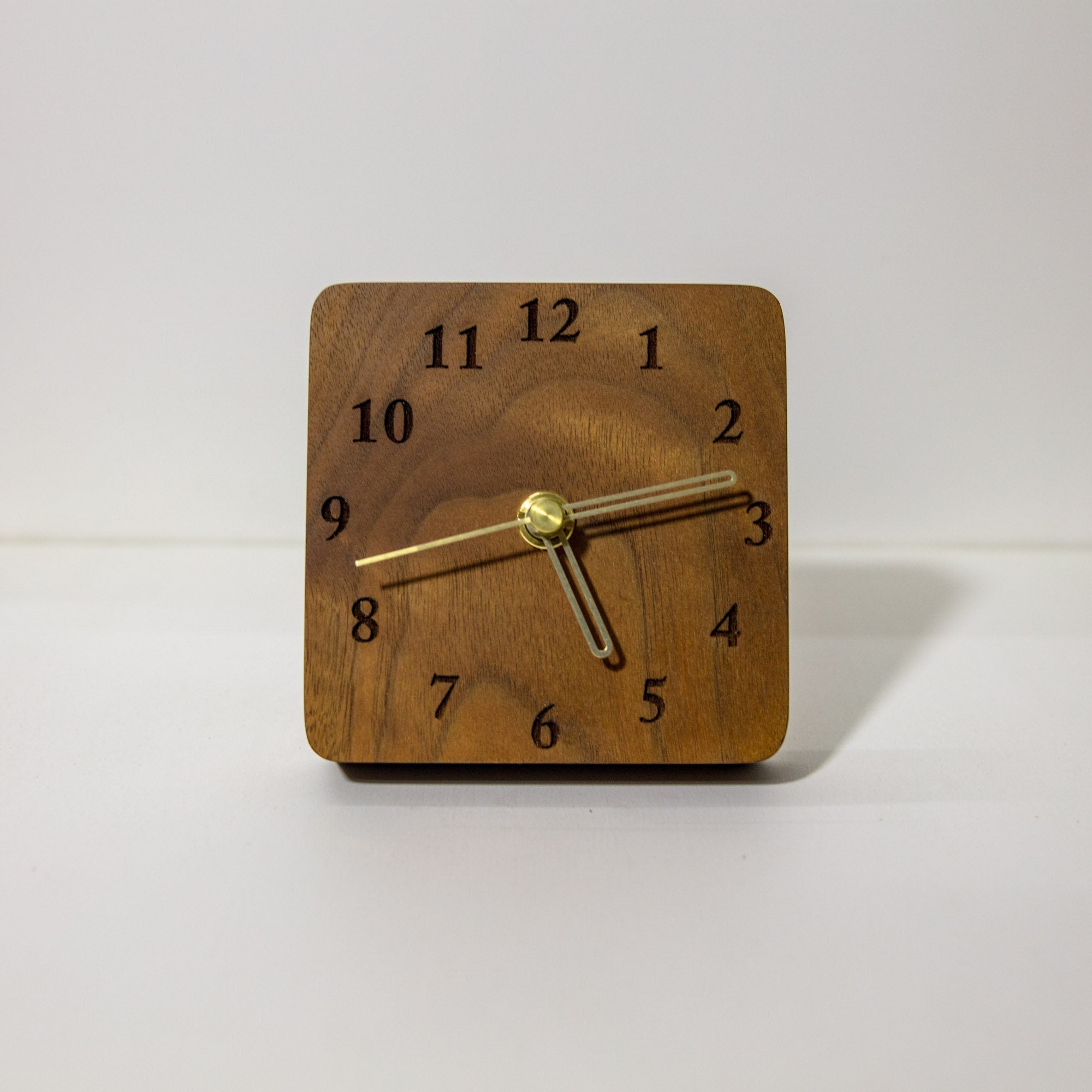 Handcrafted Black Walnut Desk Clock - Unique Artisan Masterpiece - Modern Minimalist Black Walnut Wood Clock - Eco-Friendly Home Decor-ArtWorkCrafts.com