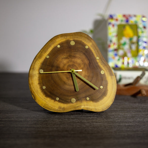Handcrafted Acacia Wood Desktop Clock: Unique Artistry & Elegance for Home and Office - Artisan-Made Tabletop Clock - Eco-Friendly Best Gift-ArtWorkCrafts.com