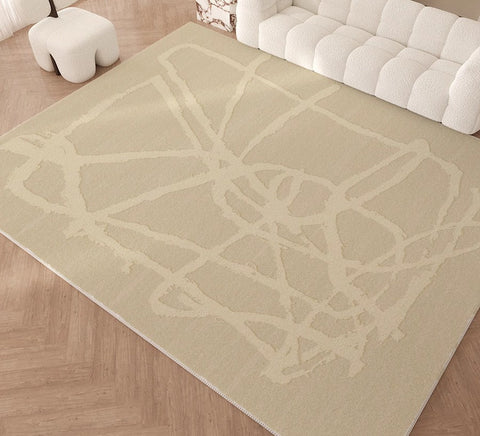 Large Modern Rugs for Living Room, Cream Modern Rugs for Bedroom, Modern Rugs for Dining Room, Abstract Geometric Modern Rugs-ArtWorkCrafts.com