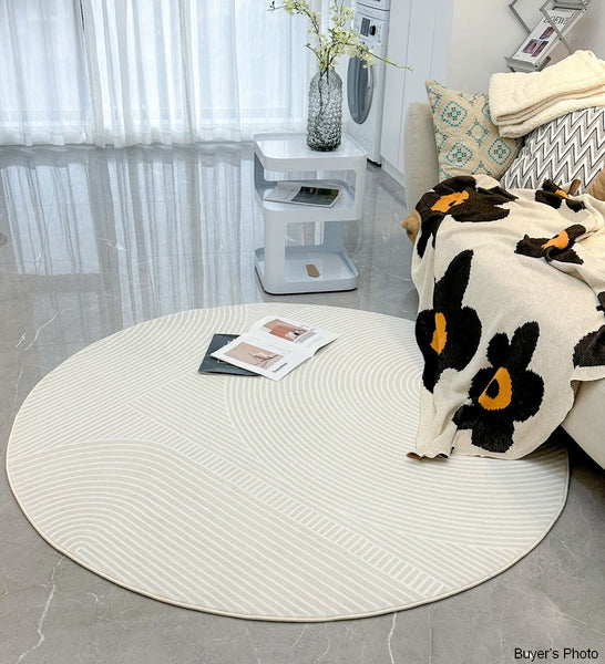 Bedroom Abstract Modern Area Rugs, Contemporary Modern Rug for Living Room, Geometric Round Rugs for Dining Room, Circular Modern Rugs under Chairs-ArtWorkCrafts.com