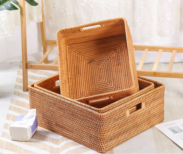 Laundry Storage Baskets, Rattan Storage Baskets for Kitchen, Storage Basket for Shelves, Kitchen Storage Basket, Storage Baskets for Bathroom-ArtWorkCrafts.com