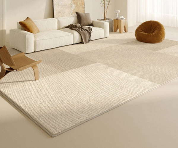 Bedroom Modern Rugs, Large Modern Rugs for Living Room, Dining Room Geometric Modern Rugs, Cream Color Contemporary Modern Rugs for Office-ArtWorkCrafts.com