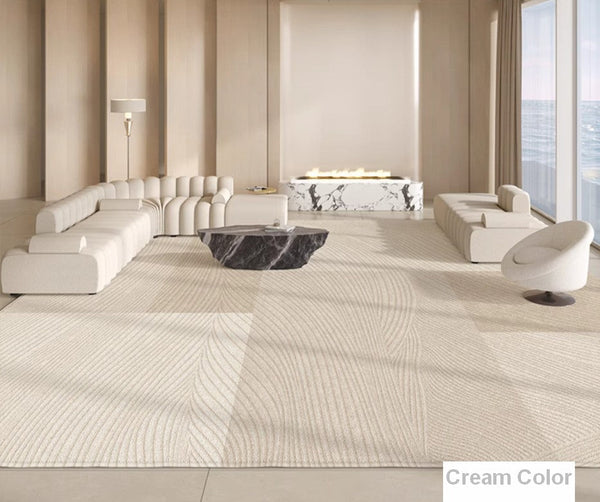 Bedroom Modern Rugs, Large Modern Rugs for Living Room, Dining Room Geometric Modern Rugs, Cream Color Contemporary Modern Rugs for Office-ArtWorkCrafts.com