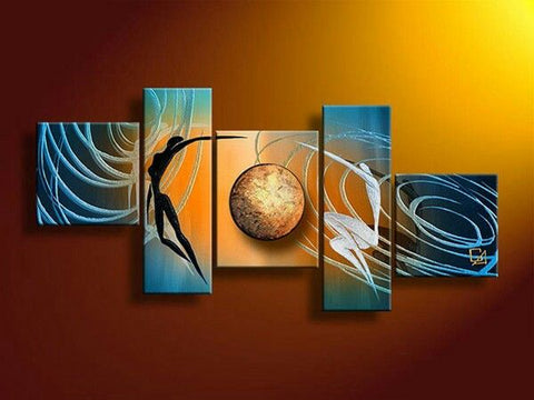 Simple Modern Art, Love Abstract Painting, Abstract Art of Love, Living Room Wall Painting, 5 Piece Canvas Painting for Sale, Bedroom Abstract Painting-ArtWorkCrafts.com