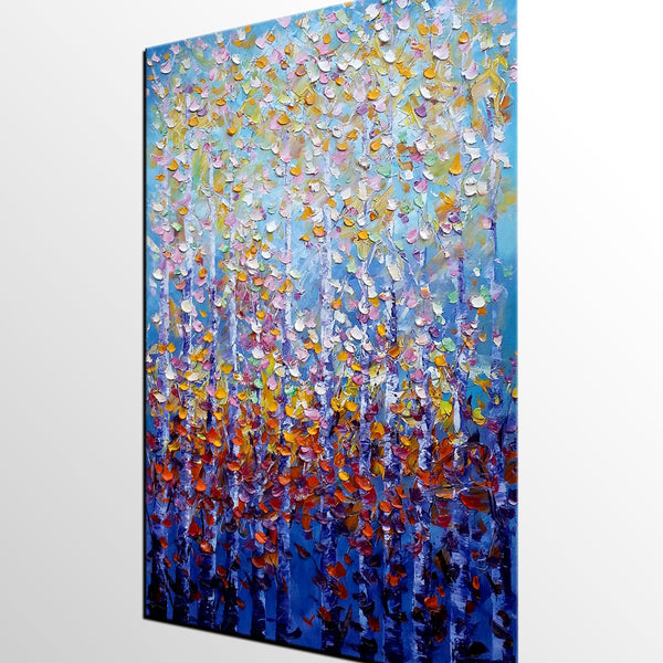 Canvas Art, Landscape Art, Birch Tree Wall Art, Living Room Wall Art, Custom Extra Large Painting-ArtWorkCrafts.com