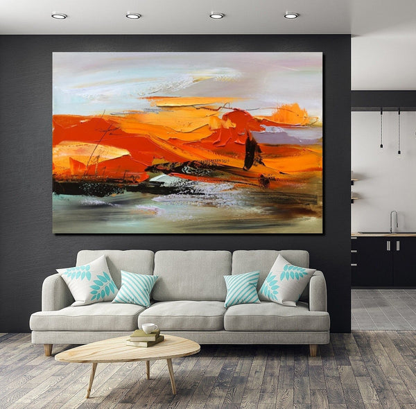 Large Painting for Living Room, Acrylic Paintings on Canvas, Large Paintings Behind Sofa, Heavy Texture Painting, Buy Paintings Online-ArtWorkCrafts.com