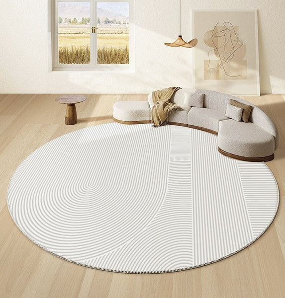 Unique Round Rugs under Coffee Table, Large Modern Round Rugs for Dining Room, Circular Modern Rugs for Bedroom, Contemporary Modern Rug Ideas for Living Room-ArtWorkCrafts.com