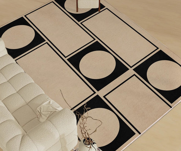 Modern Area Rug for Living Room, Bedroom Floor Rugs, Large Modern Floor Carpets for Office, Contemporary Black Rugs for Dining Room-ArtWorkCrafts.com