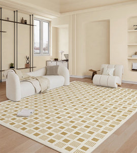 Dining Room Modern Floor Carpets, Modern Rug Ideas for Bedroom, Chequer Modern Rugs for Living Room, Contemporary Soft Rugs Next to Bed-ArtWorkCrafts.com