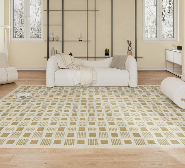 Dining Room Modern Floor Carpets, Modern Rug Ideas for Bedroom, Chequer Modern Rugs for Living Room, Contemporary Soft Rugs Next to Bed-ArtWorkCrafts.com