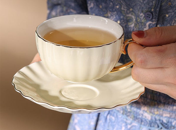 Unique Tea Cups and Saucers in Gift Box as Birthday Gift, Elegant Macaroon Ceramic Coffee Cups, Beautiful British Tea Cups, Creative Bone China Porcelain Tea Cup Set-ArtWorkCrafts.com