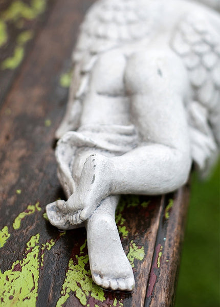 Lovely Sleeping Angel Statue for Garden, Beautiful Cute Garden Courtyard Ornaments, Unique Modern Garden Sculptures, Creative Villa Outdoor Decor Gardening Ideas-ArtWorkCrafts.com