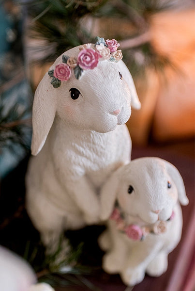 Lovely Rabbit Family Statue for Garden, Beautiful Cute Garden Courtyard Ornaments, Unique Modern Garden Sculptures, Creative Villa Outdoor Decor Gardening Ideas-ArtWorkCrafts.com