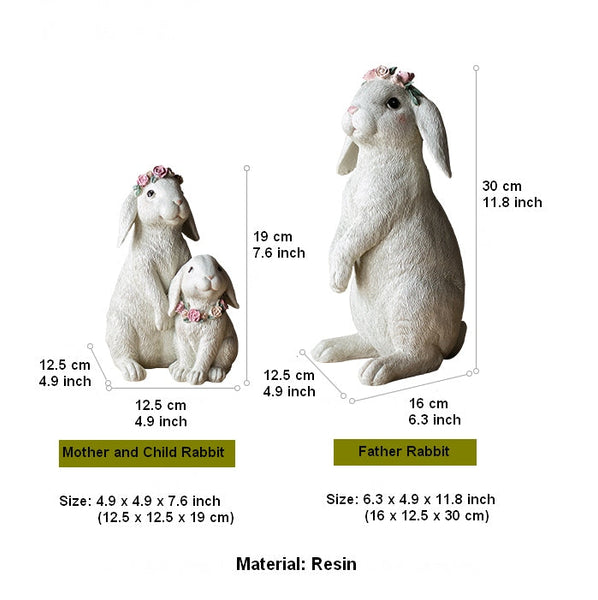 Lovely Rabbit Family Statue for Garden, Beautiful Cute Garden Courtyard Ornaments, Unique Modern Garden Sculptures, Creative Villa Outdoor Decor Gardening Ideas-ArtWorkCrafts.com