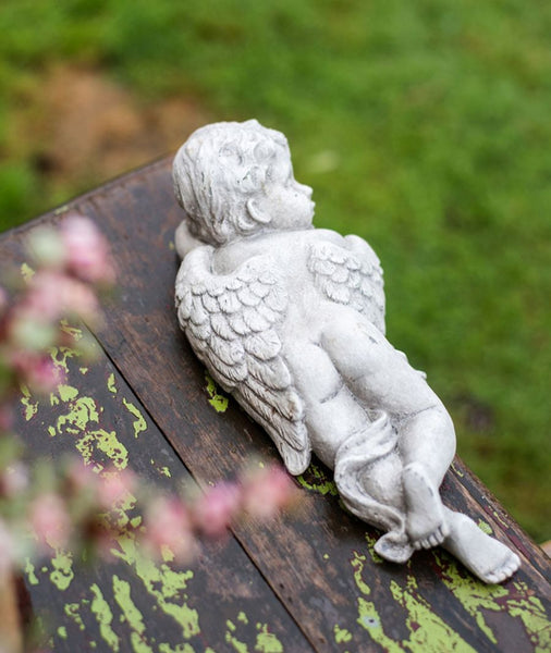 Lovely Sleeping Angel Statue for Garden, Beautiful Cute Garden Courtyard Ornaments, Unique Modern Garden Sculptures, Creative Villa Outdoor Decor Gardening Ideas-ArtWorkCrafts.com