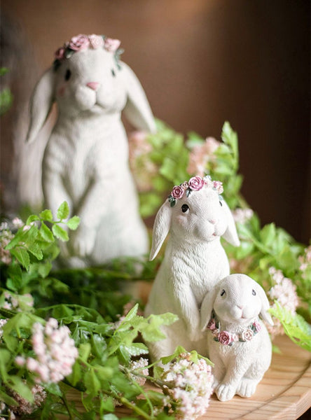 Lovely Rabbit Family Statue for Garden, Beautiful Cute Garden Courtyard Ornaments, Unique Modern Garden Sculptures, Creative Villa Outdoor Decor Gardening Ideas-ArtWorkCrafts.com