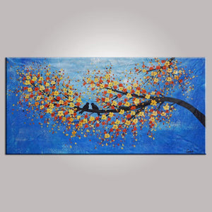 Love Birds Painting, Art for Sale, Abstract Art Painting, Dining Room Wall Art, Canvas Art-ArtWorkCrafts.com