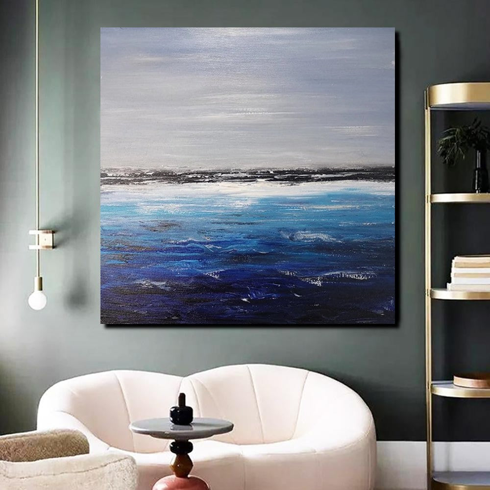 Large Paintings for Dining Room, Bedroom Wall Painting, Original Landscape Paintings, Simple Acrylic Paintings, Seascape Canvas Paintings-ArtWorkCrafts.com