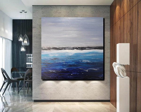 Large Paintings for Dining Room, Bedroom Wall Painting, Original Landscape Paintings, Simple Acrylic Paintings, Seascape Canvas Paintings-ArtWorkCrafts.com