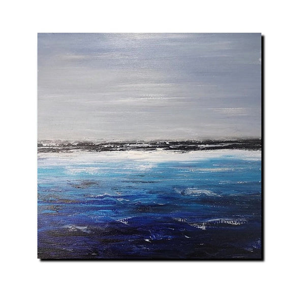 Large Paintings for Dining Room, Bedroom Wall Painting, Original Landscape Paintings, Simple Acrylic Paintings, Seascape Canvas Paintings-ArtWorkCrafts.com