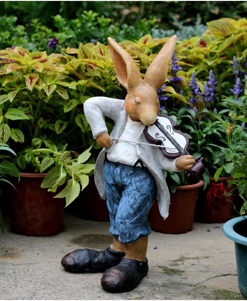 Garden Courtyard Ornament, Large Rabbit Statue for Garden, Bunny Flower Pot, Villa Outdoor Decor Gardening Ideas, House Warming Gift-ArtWorkCrafts.com