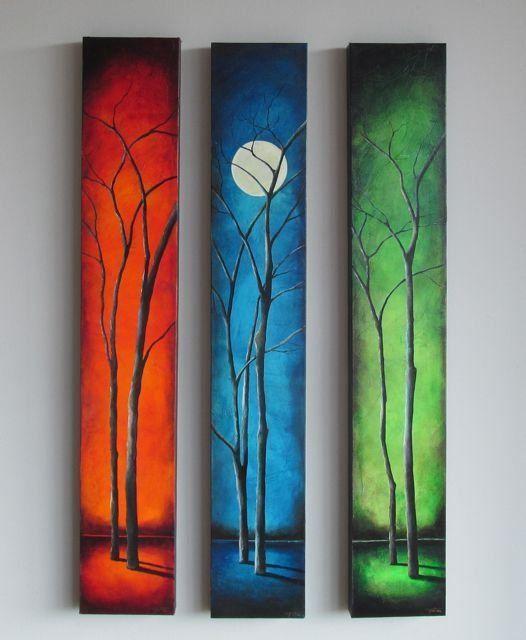 Buy 3 panel hand-painted acrylic wall decor