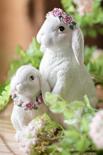 Lovely Rabbit Family Statue for Garden, Beautiful Cute Garden Courtyard Ornaments, Unique Modern Garden Sculptures, Creative Villa Outdoor Decor Gardening Ideas-ArtWorkCrafts.com