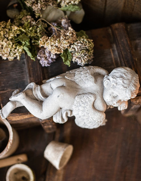 Lovely Sleeping Angel Statue for Garden, Beautiful Cute Garden Courtyard Ornaments, Unique Modern Garden Sculptures, Creative Villa Outdoor Decor Gardening Ideas-ArtWorkCrafts.com