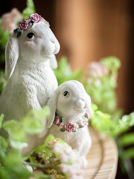 Lovely Rabbit Family Statue for Garden, Beautiful Cute Garden Courtyard Ornaments, Unique Modern Garden Sculptures, Creative Villa Outdoor Decor Gardening Ideas-ArtWorkCrafts.com