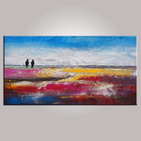 Love Birds Painting, Contemporary Wall Art, Abstract Art, Modern Art, Painting for Sale, Abstract Art Painting, Bedroom Wall Art, Canvas Art-ArtWorkCrafts.com