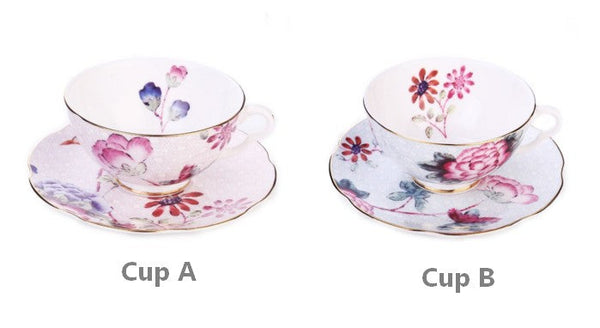 Elegant Ceramic Coffee Cups, Creative Bone China Porcelain Tea Cup Set, Unique Porcelain Cup and Saucer, Beautiful British Flower Tea Cups-ArtWorkCrafts.com