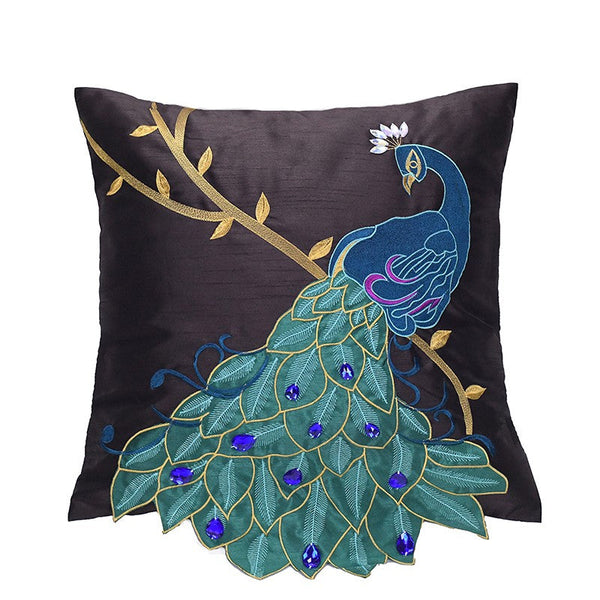 Decorative Pillows for Couch, Beautiful Decorative Throw Pillows, Embroider Peacock Cotton and linen Pillow Cover, Decorative Sofa Pillows-ArtWorkCrafts.com