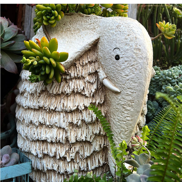 Large Elephant Flowerpot, Resin Statue for Garden, Modern Animal Statue for Garden Ornaments, Villa Outdoor Decor Gardening Ideas-ArtWorkCrafts.com