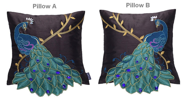 Decorative Pillows for Couch, Beautiful Decorative Throw Pillows, Embroider Peacock Cotton and linen Pillow Cover, Decorative Sofa Pillows-ArtWorkCrafts.com