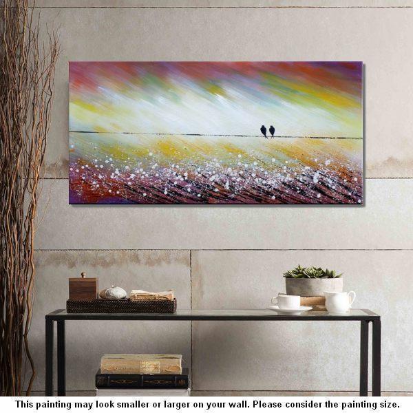 Simple Abstract Painting, Living Room Wall Art Ideas, Love Birds Painting, Acrylic Painting for Sale, Bedroom Canvas Painting-ArtWorkCrafts.com