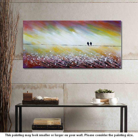 Simple Abstract Painting, Living Room Wall Art Ideas, Love Birds Painting, Acrylic Painting for Sale, Bedroom Canvas Painting-ArtWorkCrafts.com