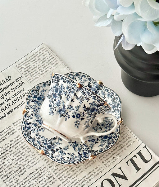 French Style China Porcelain Tea Cup Set, Unique Tea Cup and Saucers, Royal Ceramic Cups, Elegant Vintage Ceramic Coffee Cups for Afternoon Tea-ArtWorkCrafts.com