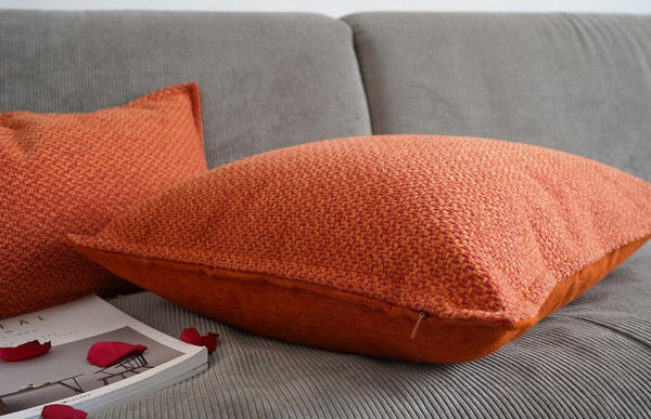 Orange Square Modern Throw Pillows for Couch, Large Contemporary Modern Sofa Pillows, Simple Decorative Throw Pillows, Large Throw Pillow for Interior Design-ArtWorkCrafts.com