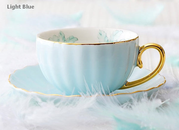 Beautiful British Tea Cups, Unique Afternoon Tea Cups and Saucers, Elegant Ceramic Coffee Cups, Royal Bone China Porcelain Tea Cup Set-ArtWorkCrafts.com