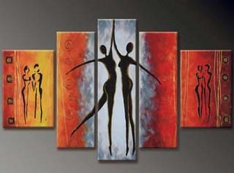 Dancing Figure Painting, Abstract Art, Canvas Painting, Wall Art, Large Art, Abstract Painting, Large Canvas Art, 5 Piece Wall Art, Bedroom Wall Art-ArtWorkCrafts.com