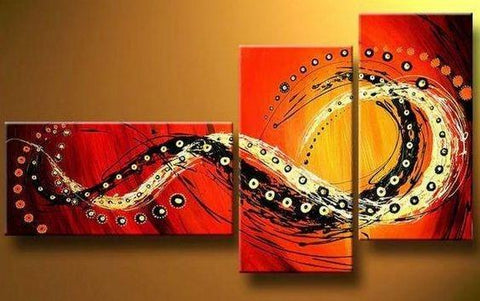 Bedroom Wall Art, Canvas Painting, Large Painting, Red Abstract Art, Abstract Painting, Acrylic Art, 3 Piece Wall Art-ArtWorkCrafts.com