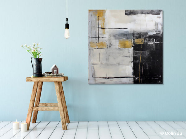 Simple Modern Original Artwork, Large Paintings for Bedroom, Abstract Landscape Painting on Canvas, Oversized Contemporary Wall Art Paintings-ArtWorkCrafts.com