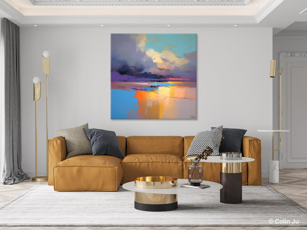 Simple Modern Art, Original Landscape Wall Art, Landscape Oil Paintings, Landscape Canvas Art, Abstract Landscape Painting for Living Room-ArtWorkCrafts.com