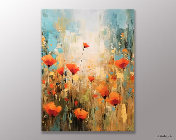 Abstract Flower Painting, Flower Acrylic Painting, Canvas Painting Flower, Original Paintings on Canvas, Modern Acrylic Paintings for Bedroom-ArtWorkCrafts.com