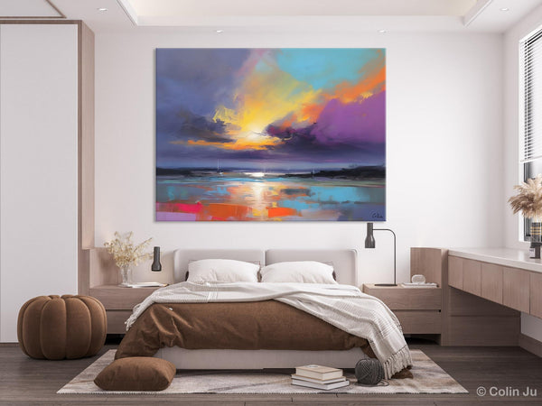 Landscape Painting on Canvas, Hand Painted Canvas Art, Abstract Landscape Artwork, Contemporary Wall Art Paintings, Extra Large Original Art-ArtWorkCrafts.com